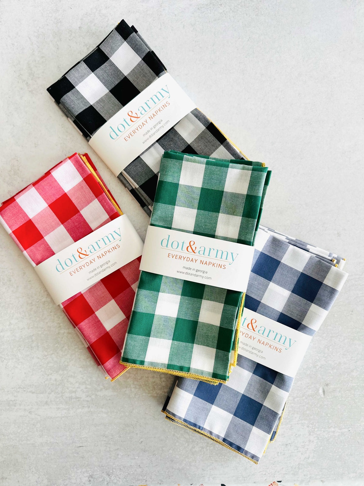 Gingham Check Cloth Napkins, Set of 4