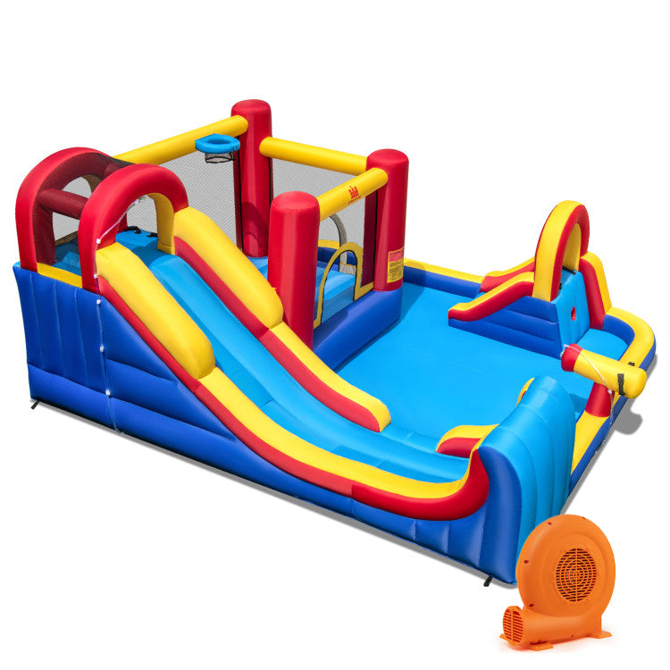 7 in 1 Outdoor Inflatable Bounce House with Water Slides and Splash Pools