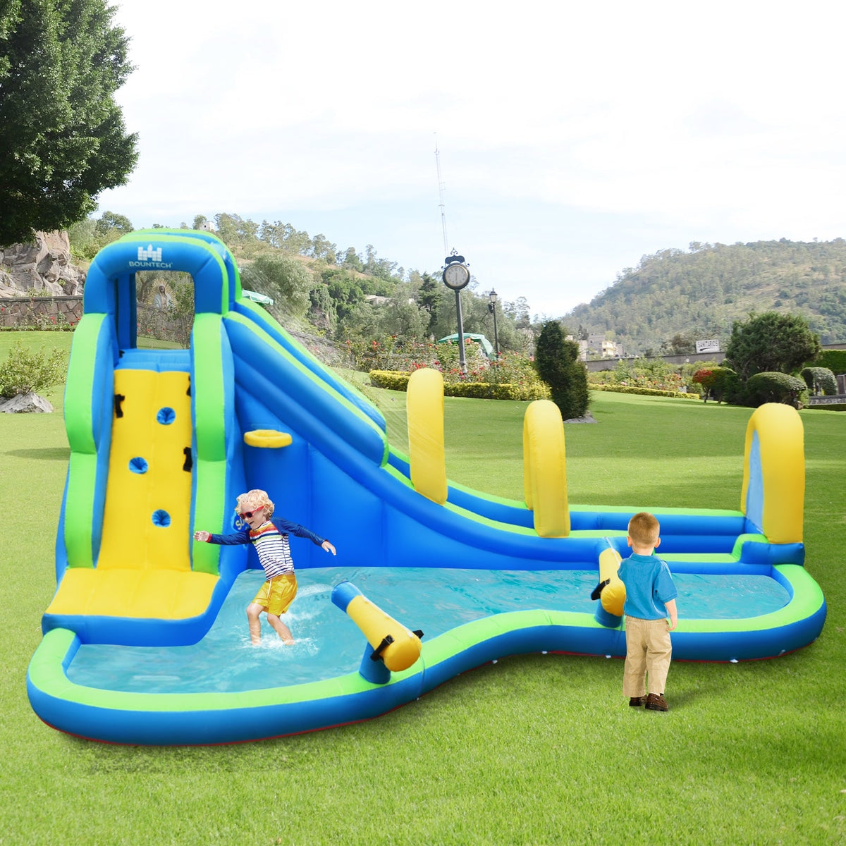Inflatable Water Slide Kids Bounce House with Water Cannons and Hose