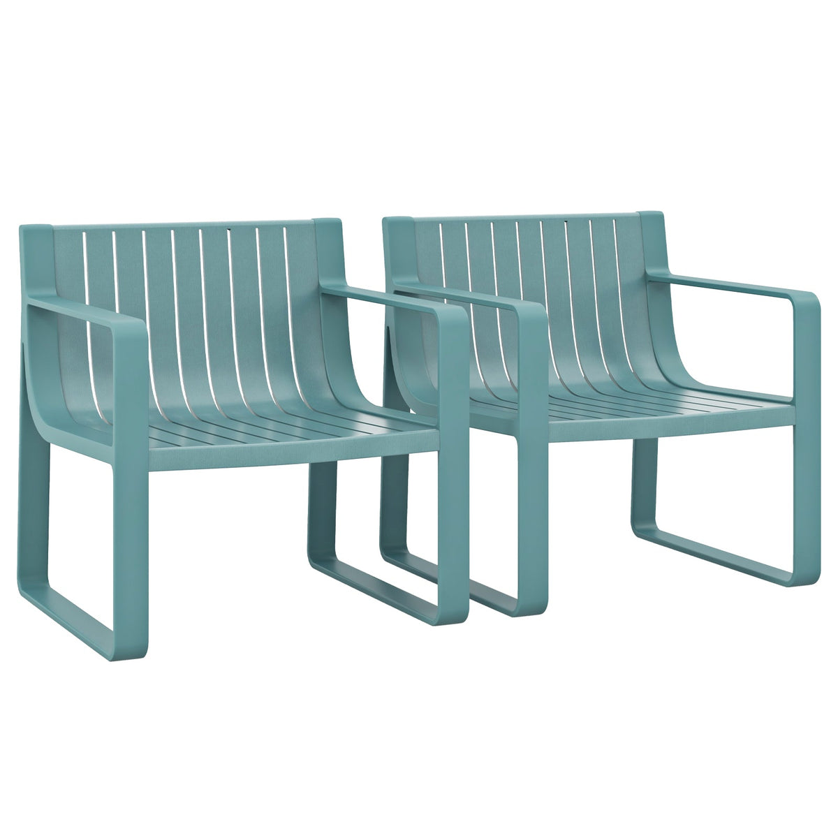 Patio Chairs Set of 2 with Curved Backrests and Seats - Blue