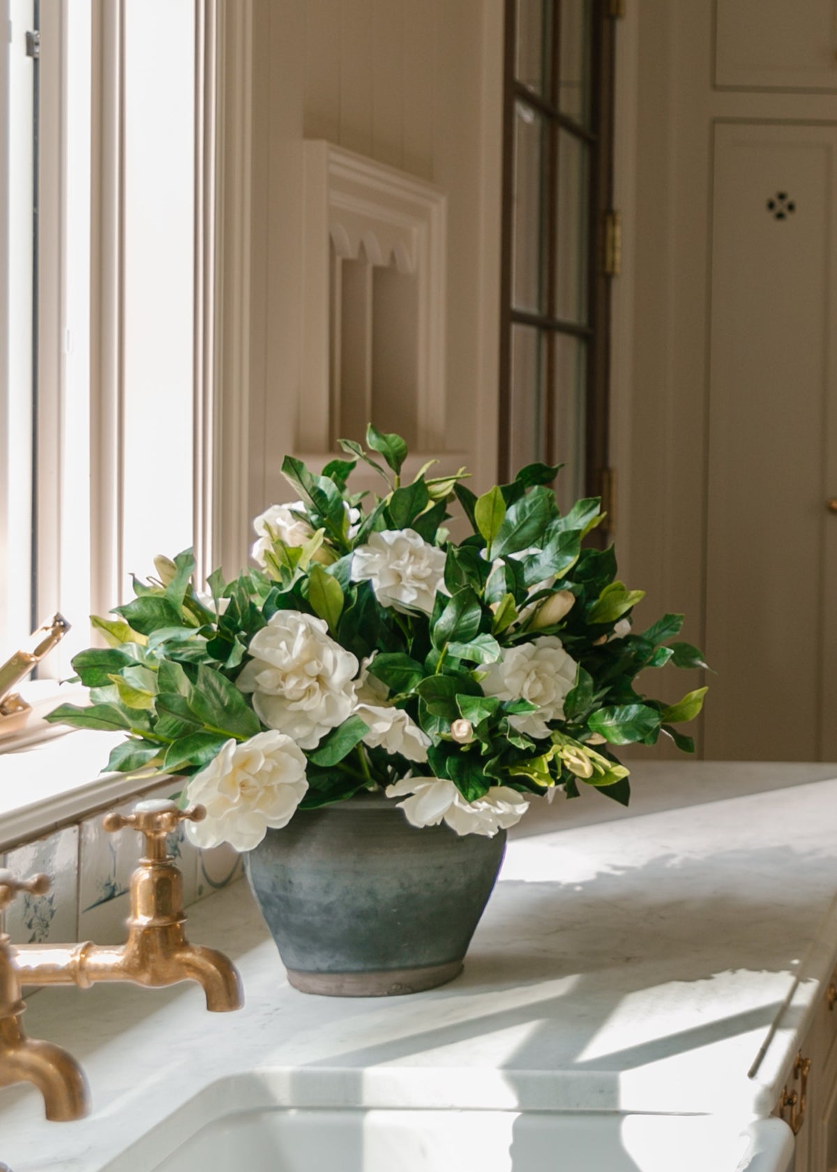 Premium Artificial Gardenia Flower Branch- 19"