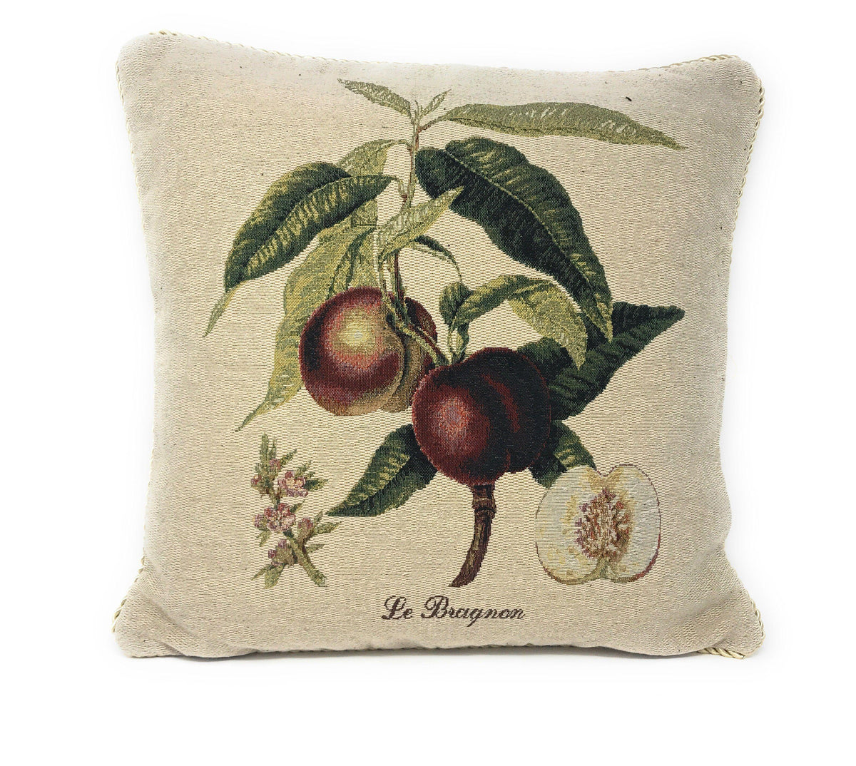 Set of 2, Nectarine Fruits Garden Throw Pillow Covers w/ Inserts