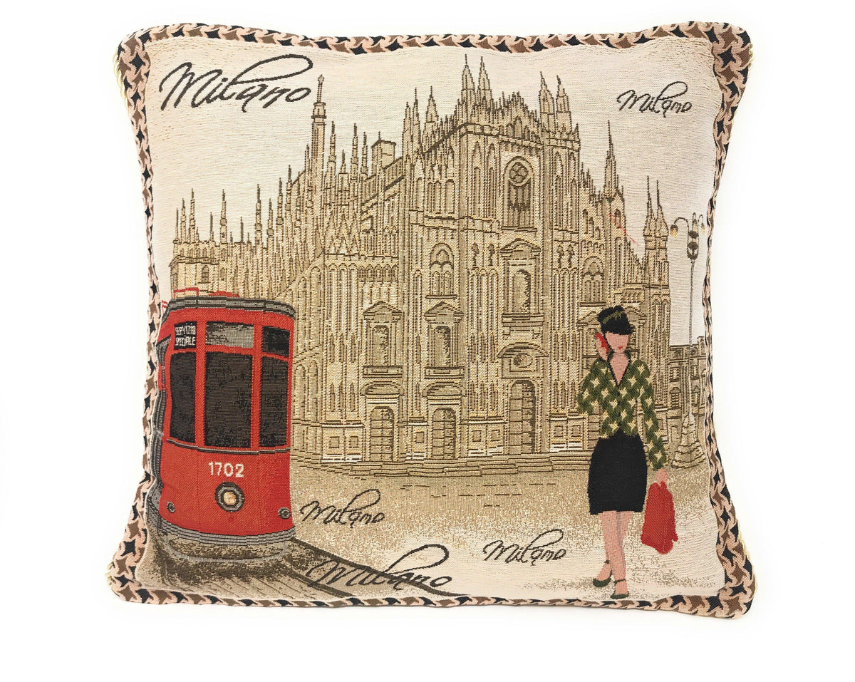 Set of 2 Postcard Milan Throw Pillow Covers w/ Pillow Inserts