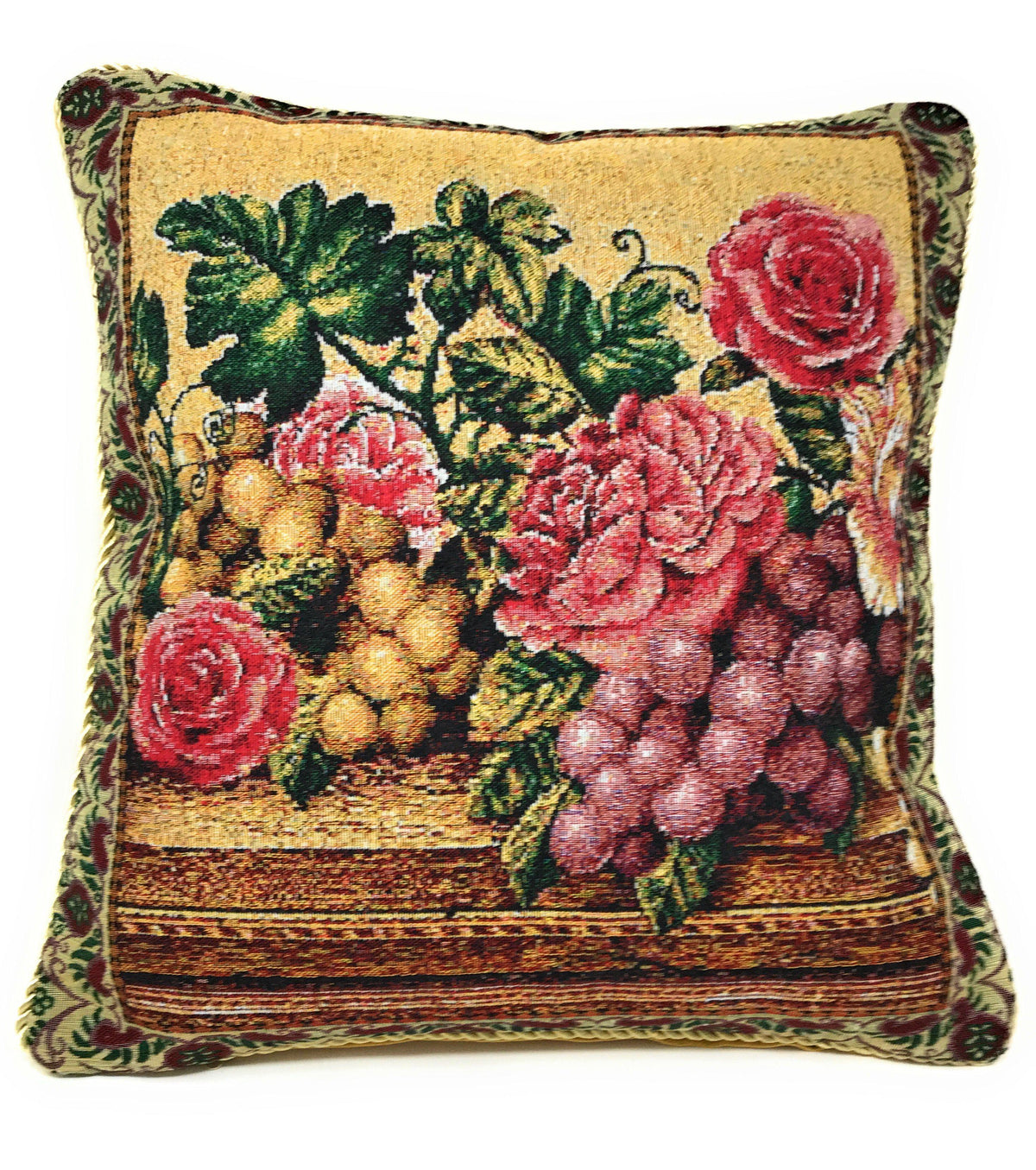 Set of 2 Parade Fruit & Roses Garden Throw Pillow Covers w/ Inserts