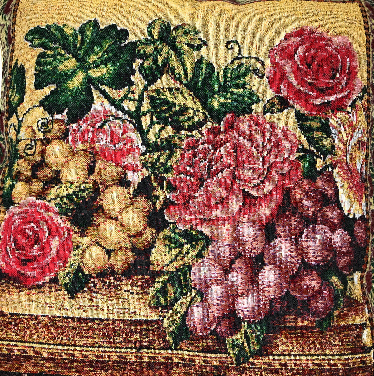 Set of 2 Parade Fruit & Roses Garden Throw Pillow Covers w/ Inserts