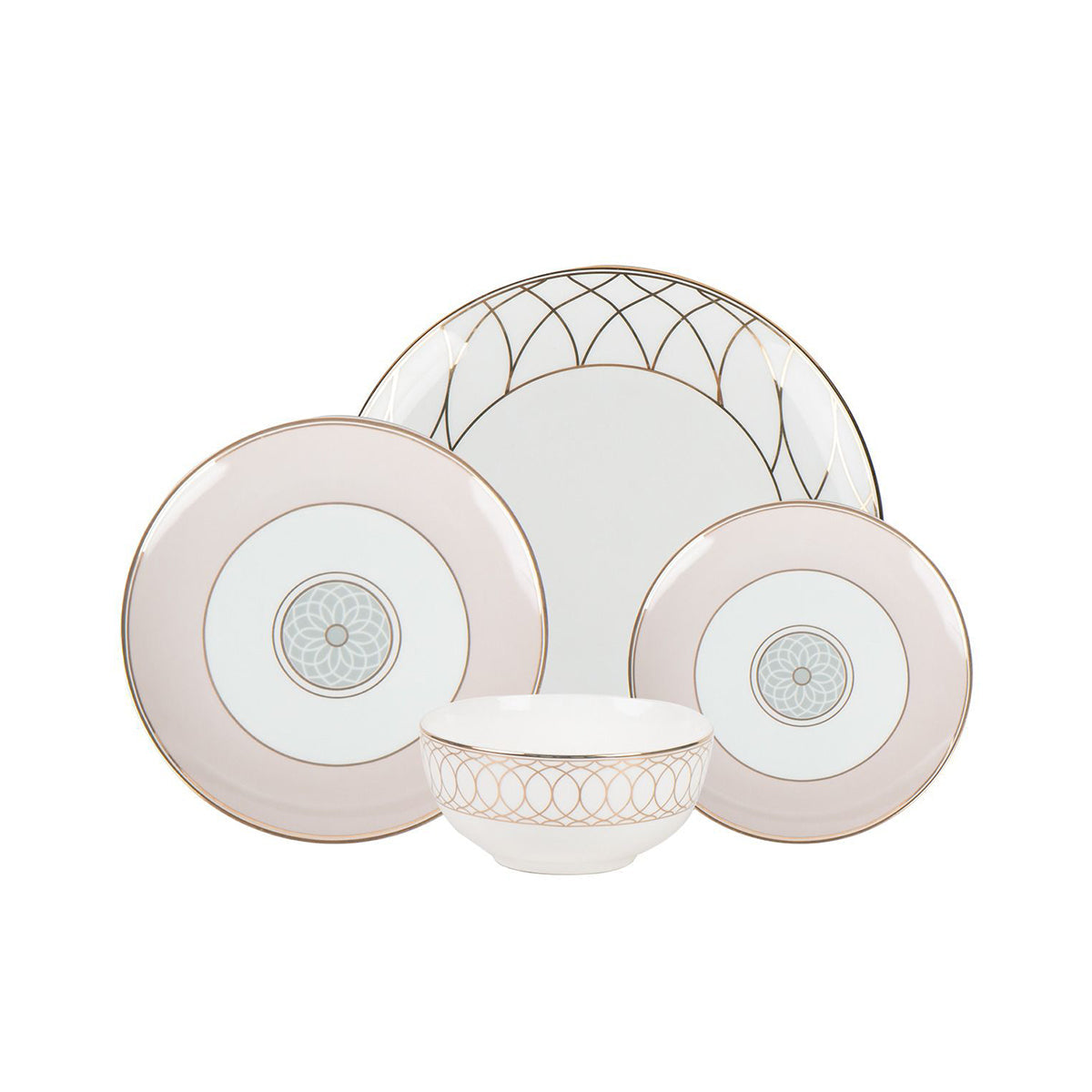 Pink & Gold Dinnerware Set - 16 Pieces