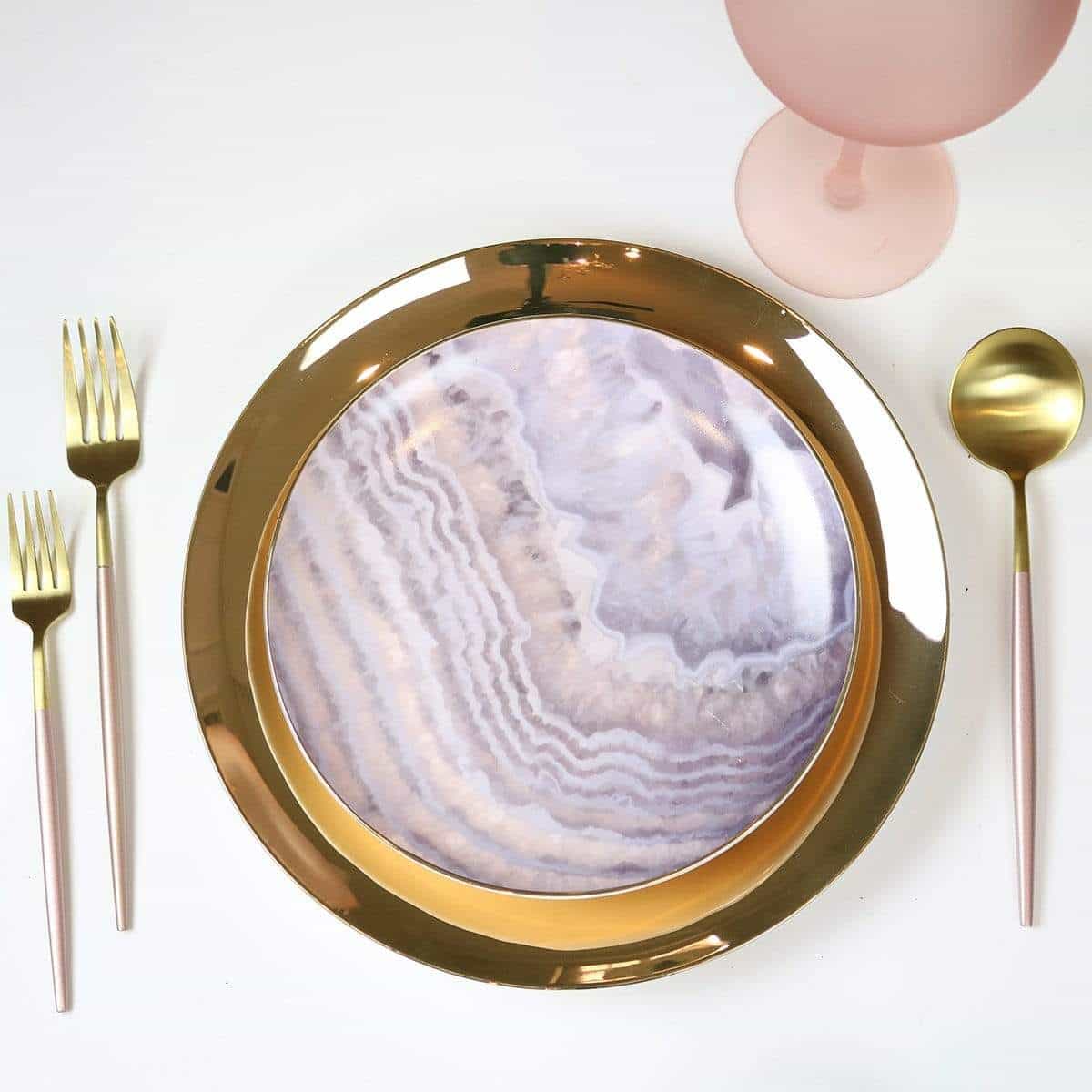 Shiny Wide Gold Rim Dinner Plate - Set of 4