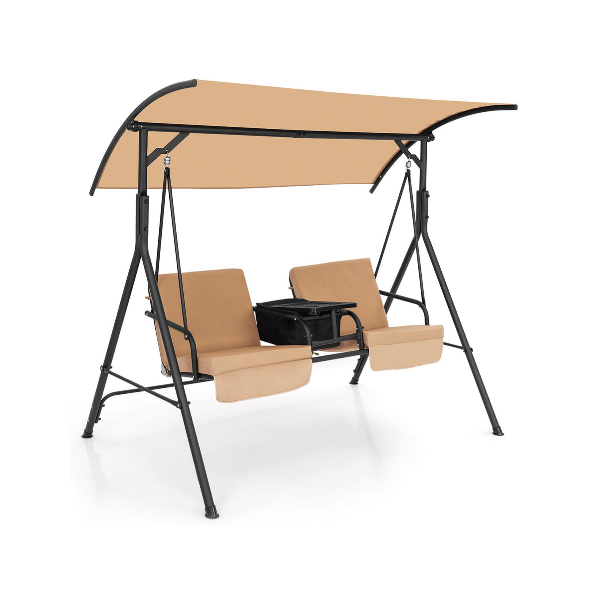 Porch Swing Chair with Adjustable Canopy - Beige