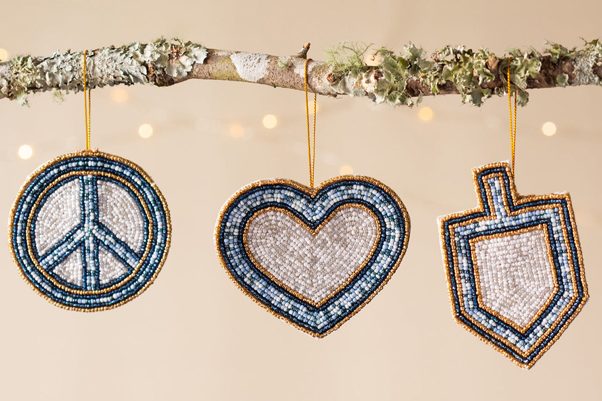 Peace, Love, Dreidel Ornament Set Holiday Decor