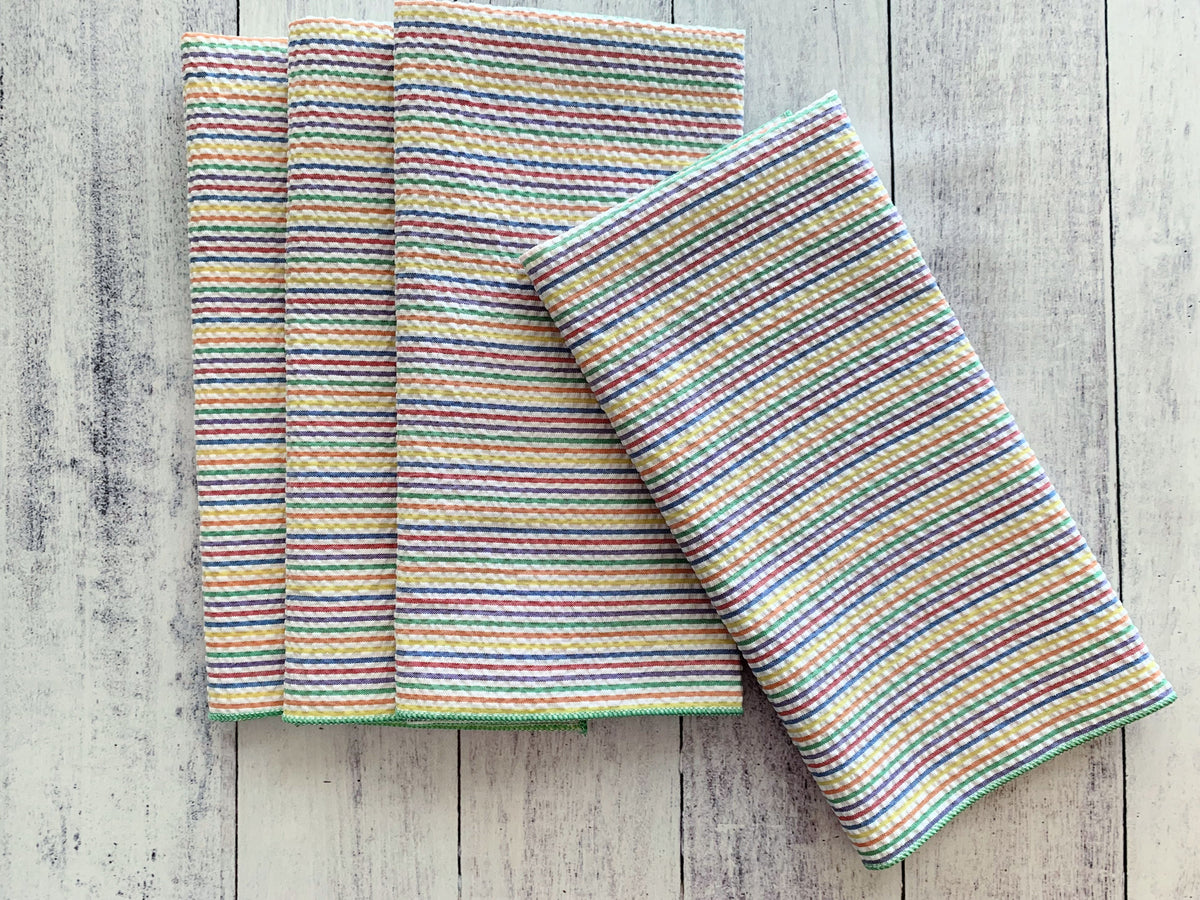 Rainbow Seersucker Cloth Napkins, Set of 4
