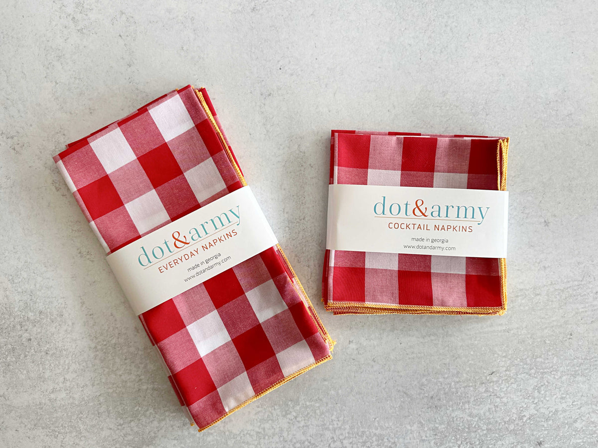 Gingham Check Cloth Napkins, Set of 4