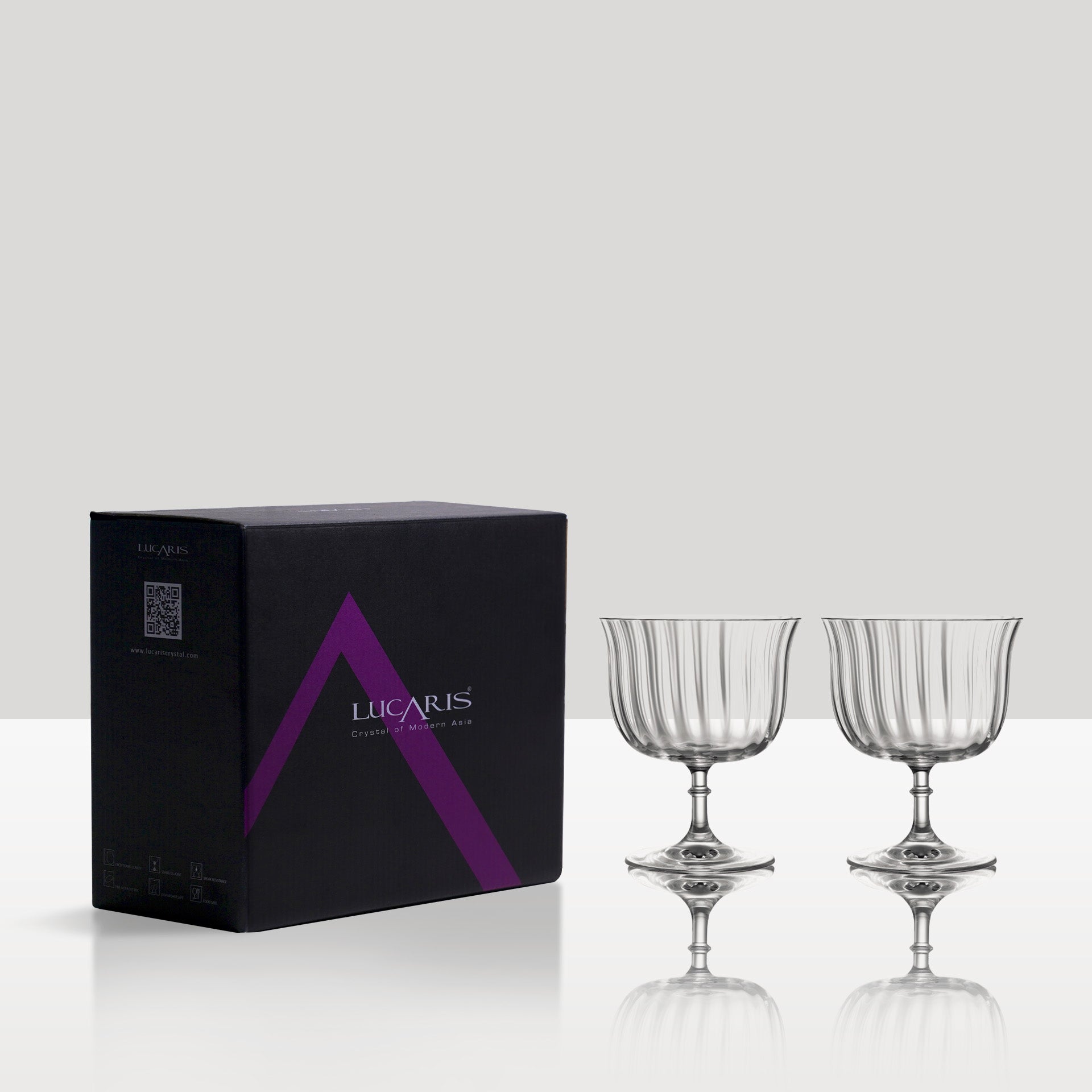 Rims Orient-Coupe Dessert/Paloma Ribbed Martini & Wine Glasses - (Lotus) - 9.25oz
