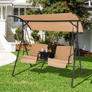 Porch Swing Chair with Adjustable Canopy - Beige