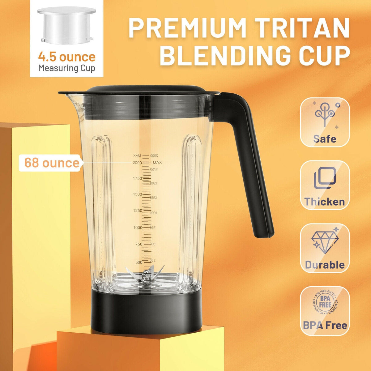 1500W 5-Speed Countertop Smoothie Blender - Silver