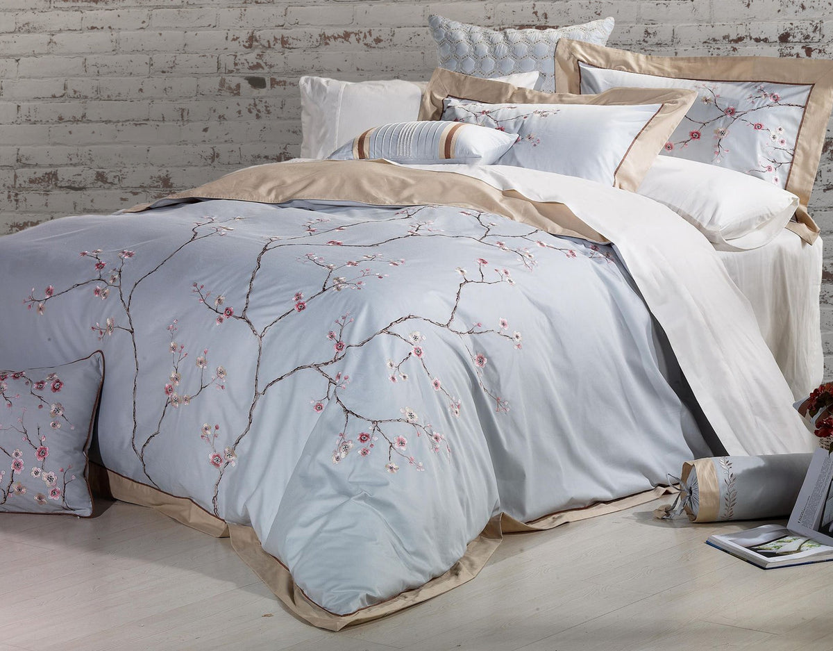 Sakura Embroidered Duvet Cover Set