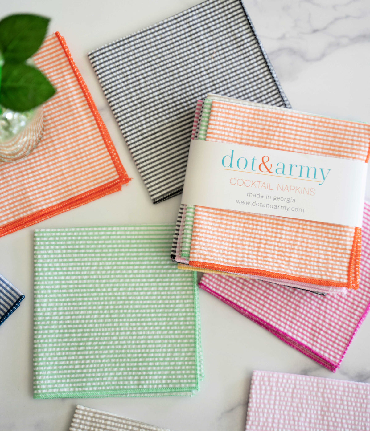 Seersucker Cloth Napkins - Vibrant, Easy-Care - Set of 8