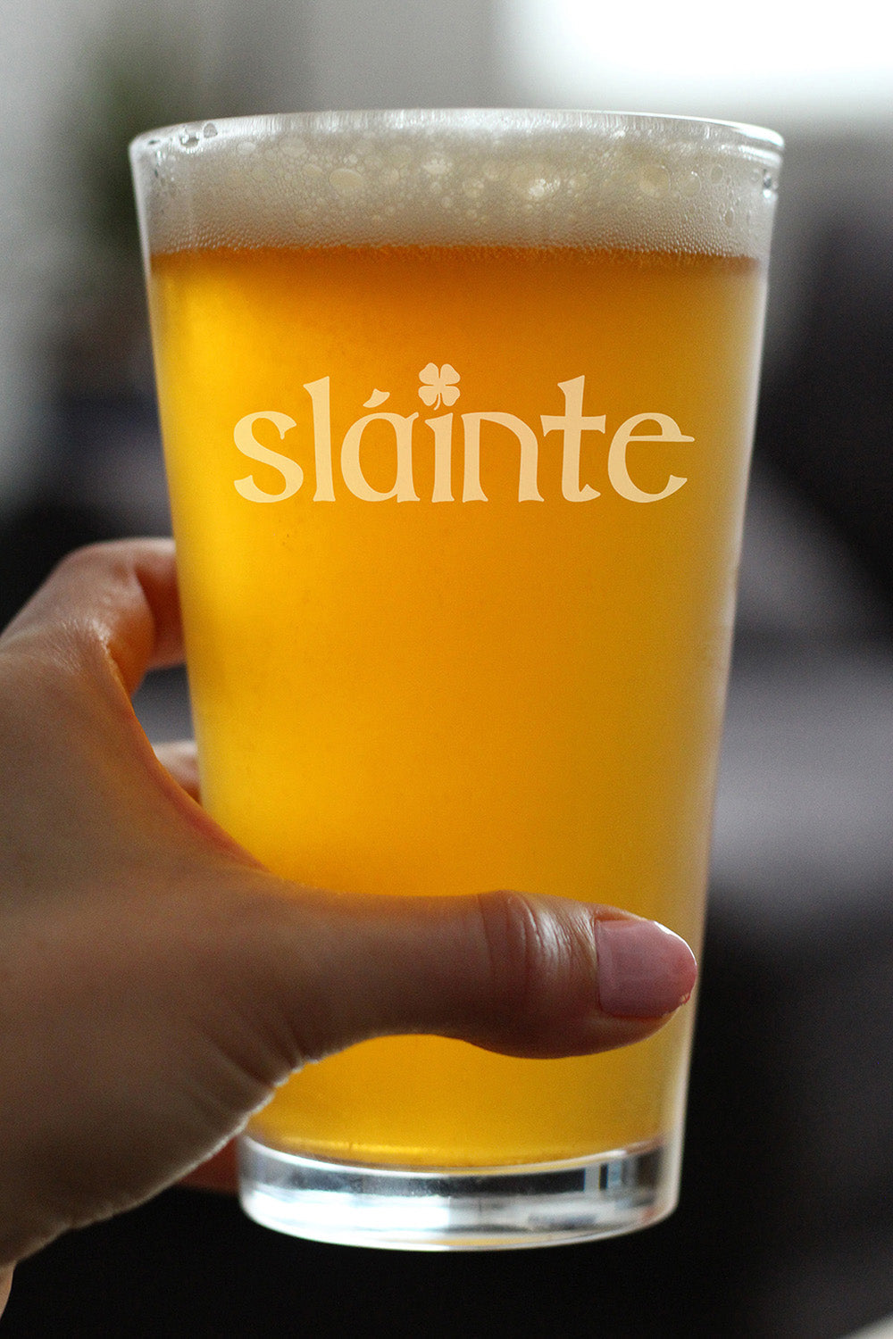 Slainte - Irish Cheers - Beer Pint Glass for St Patricks Day 16 oz