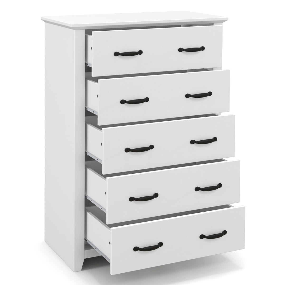 Tall Storage Dresser with 5 Pull-out Drawers for Bedroom Living Room-White