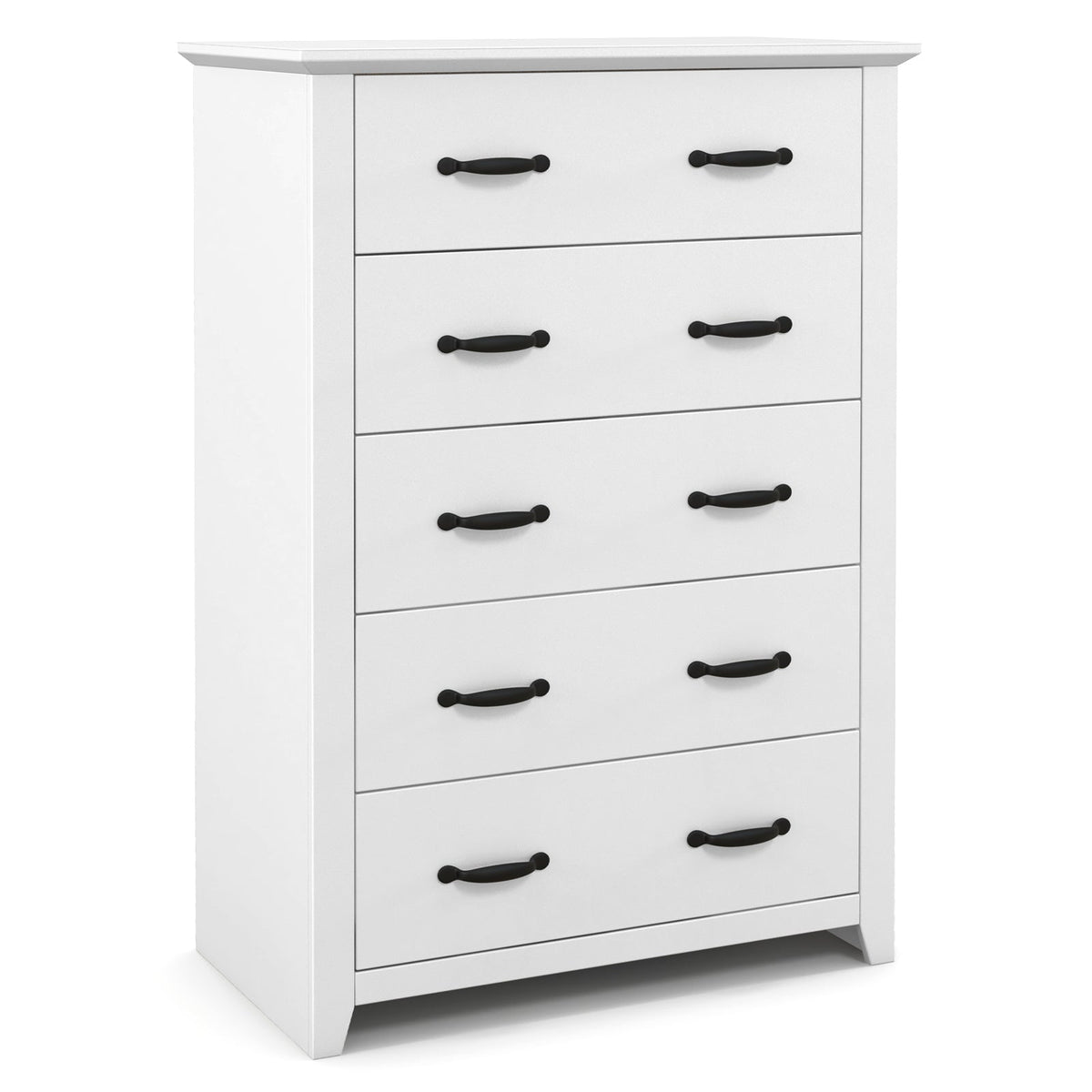 Tall Storage Dresser with 5 Pull-out Drawers for Bedroom Living Room-White