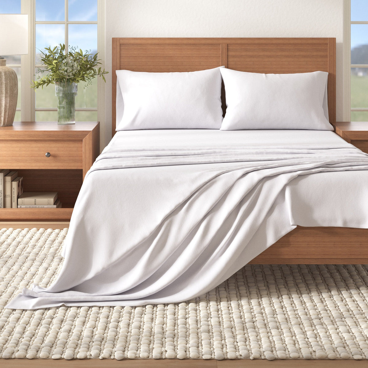 4-Piece Cotton Solid Flannel Sheet - Nordic Collection