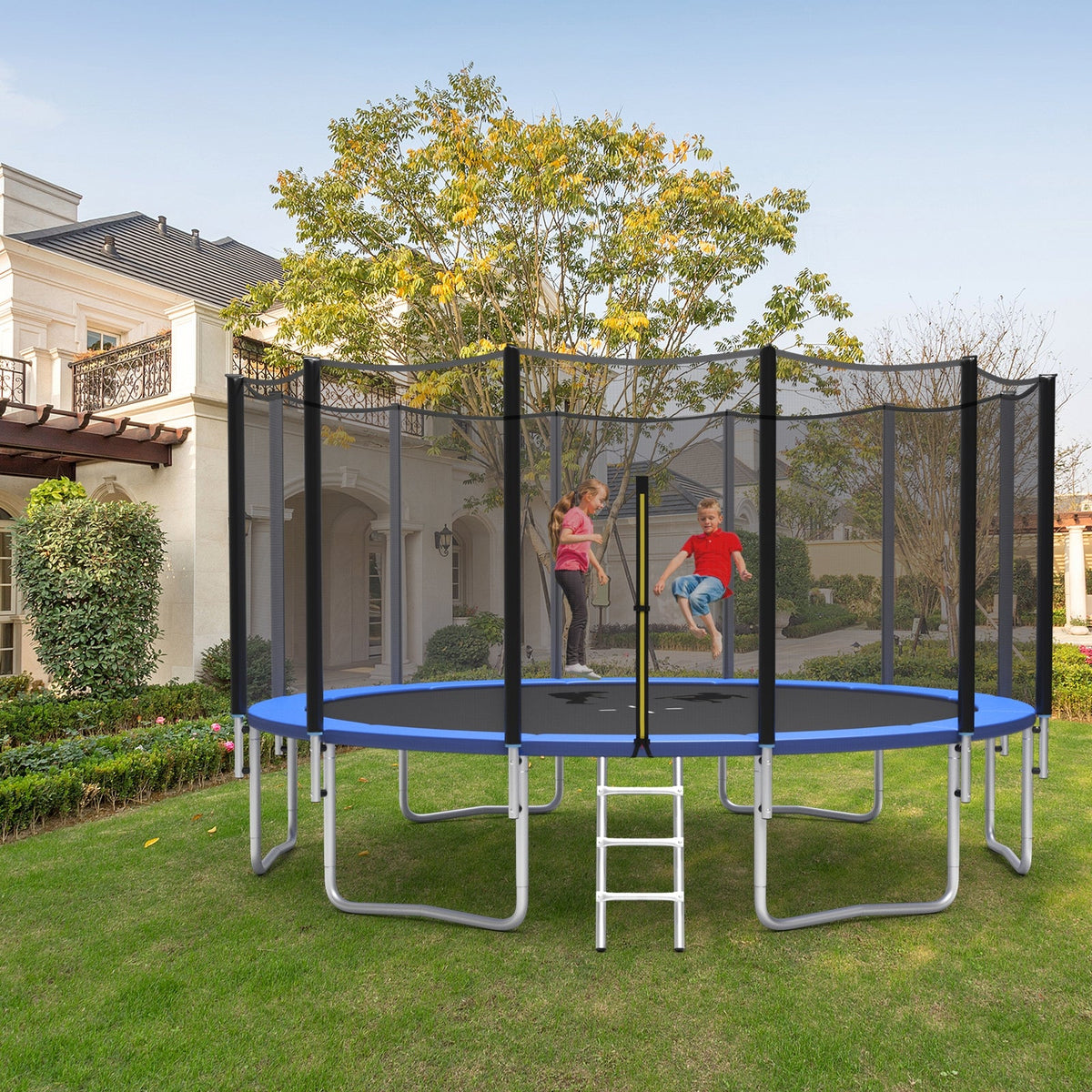 Outdoor Trampoline Bounce Combo with Safety Closure Net Ladder
