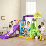 6-in-1 Climber Swing Basketball Hoop Football Gate