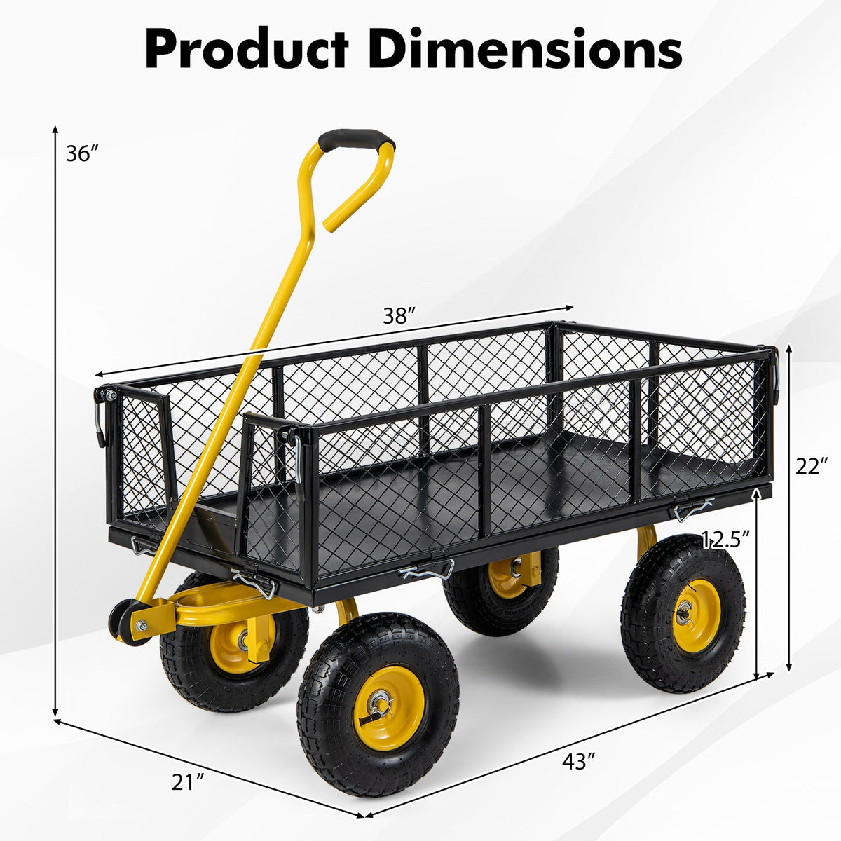 Utility Garden Wagon with 4 Removable Side Panels