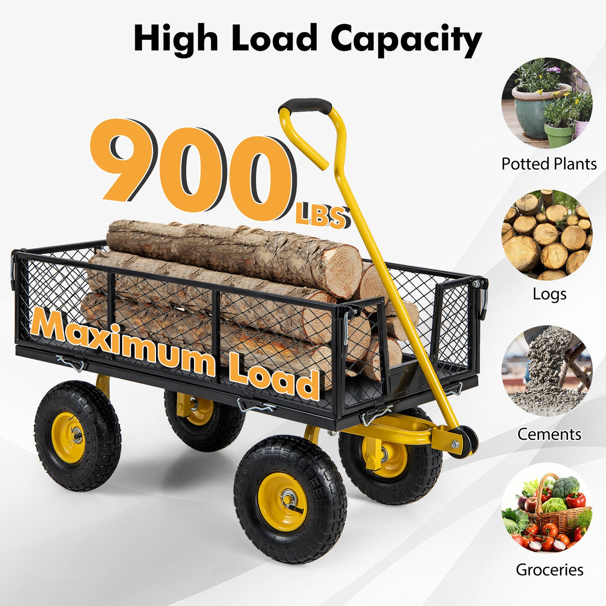 Utility Garden Wagon with 4 Removable Side Panels