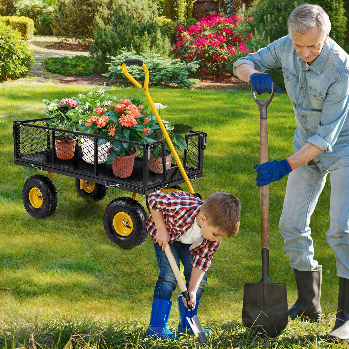 Utility Garden Wagon with 4 Removable Side Panels