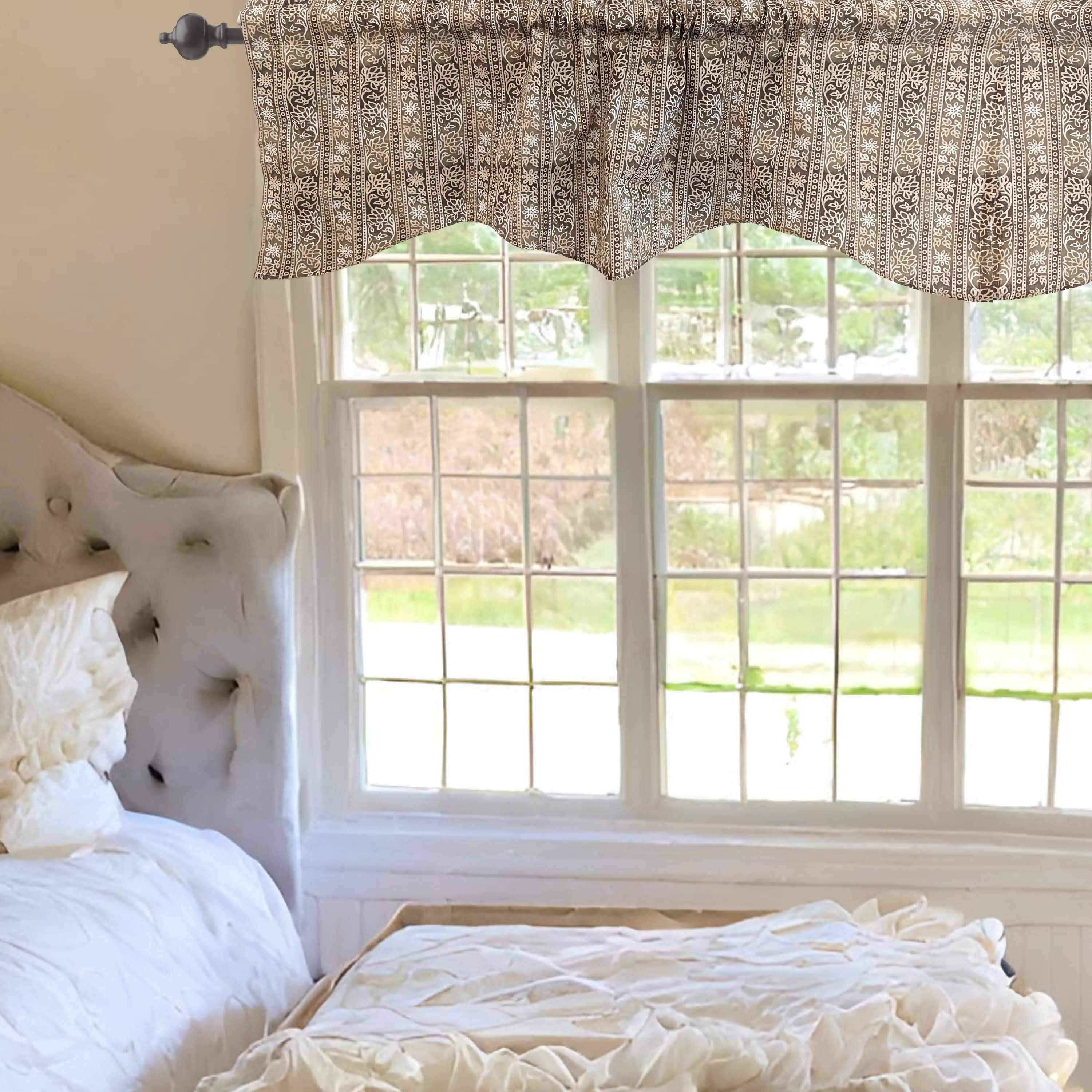 Moroccan Paisley Filigree Floral Window Curtain Valance - 18" x 52"