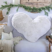 White Roses Romantic Plush Stuffed Heart Throw Pillow