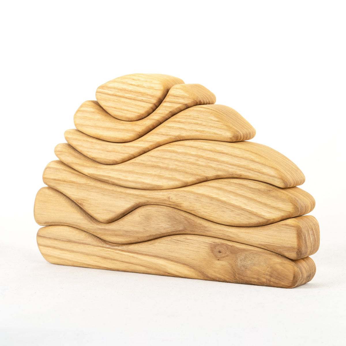 Natural Waves Wooden Sculptural Blocks Stacker Puzzle