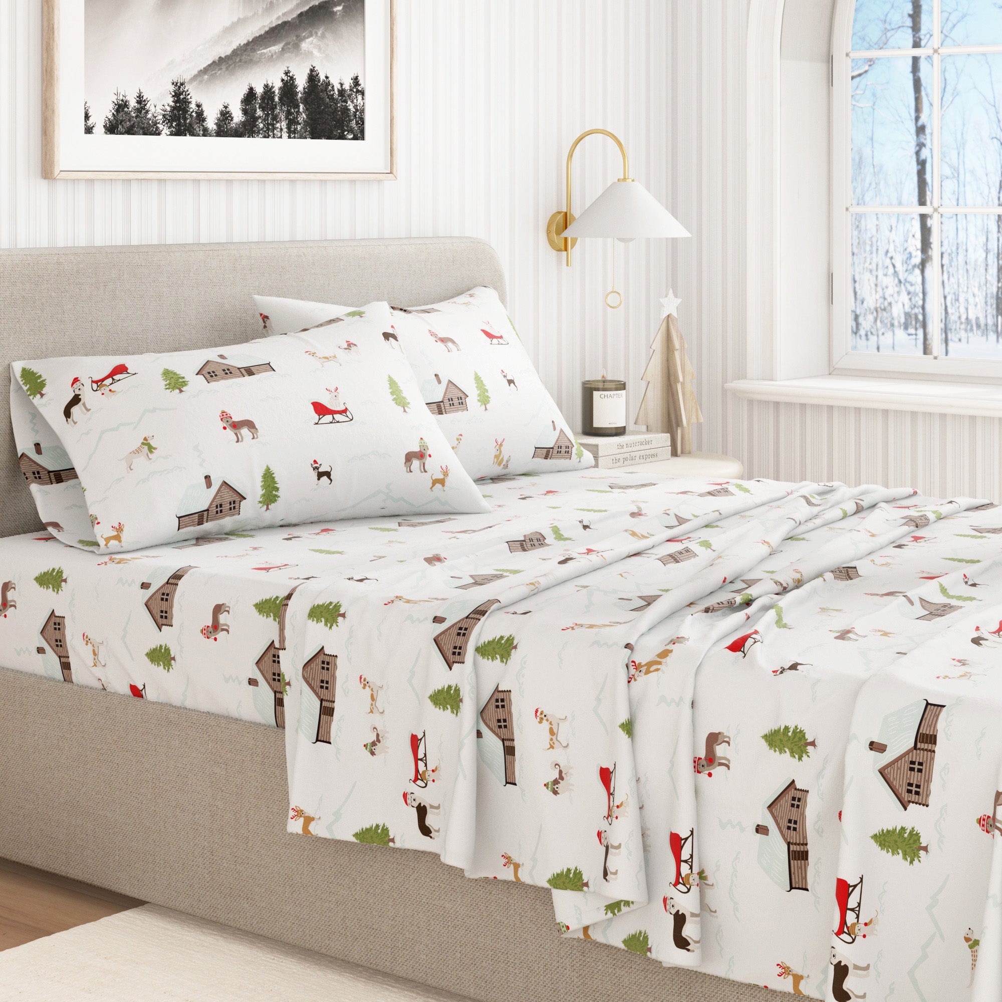4-Piece Turkish Cotton Christmas Flannel Sheet - Whittaker Collection